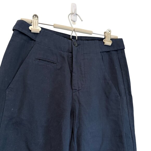 Hannes Roether Navy Blue Linen Blend Slim Adjustable Waist Trouser Pants Mens XS - Picture 5 of 6